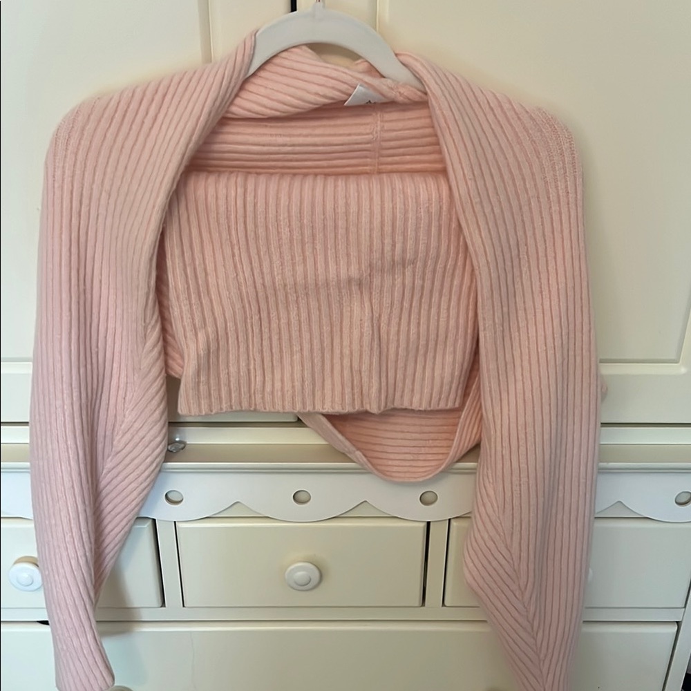 Pink tube top and shrug set